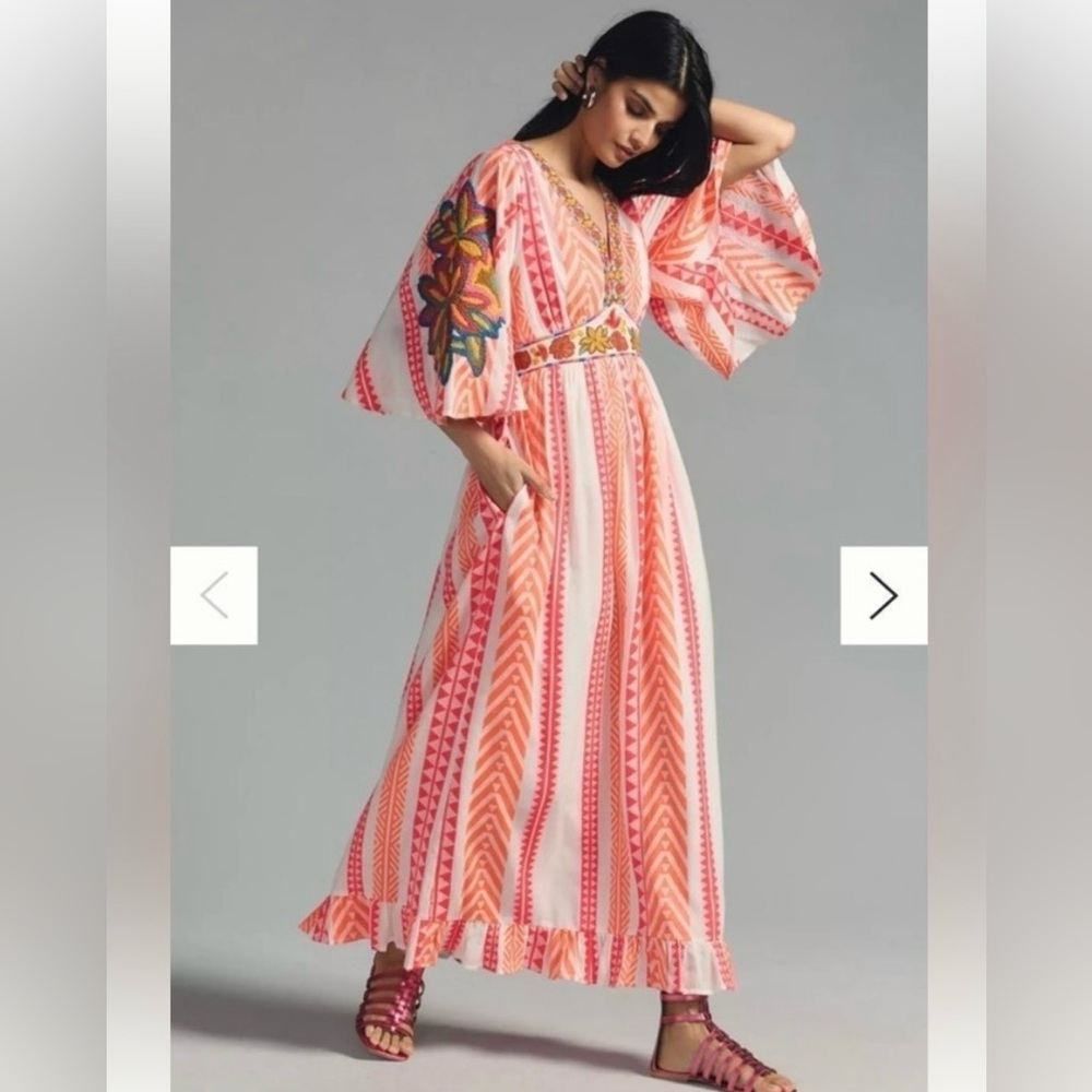 Floral Embroidered Maxi Dress Farm Rio -xxs